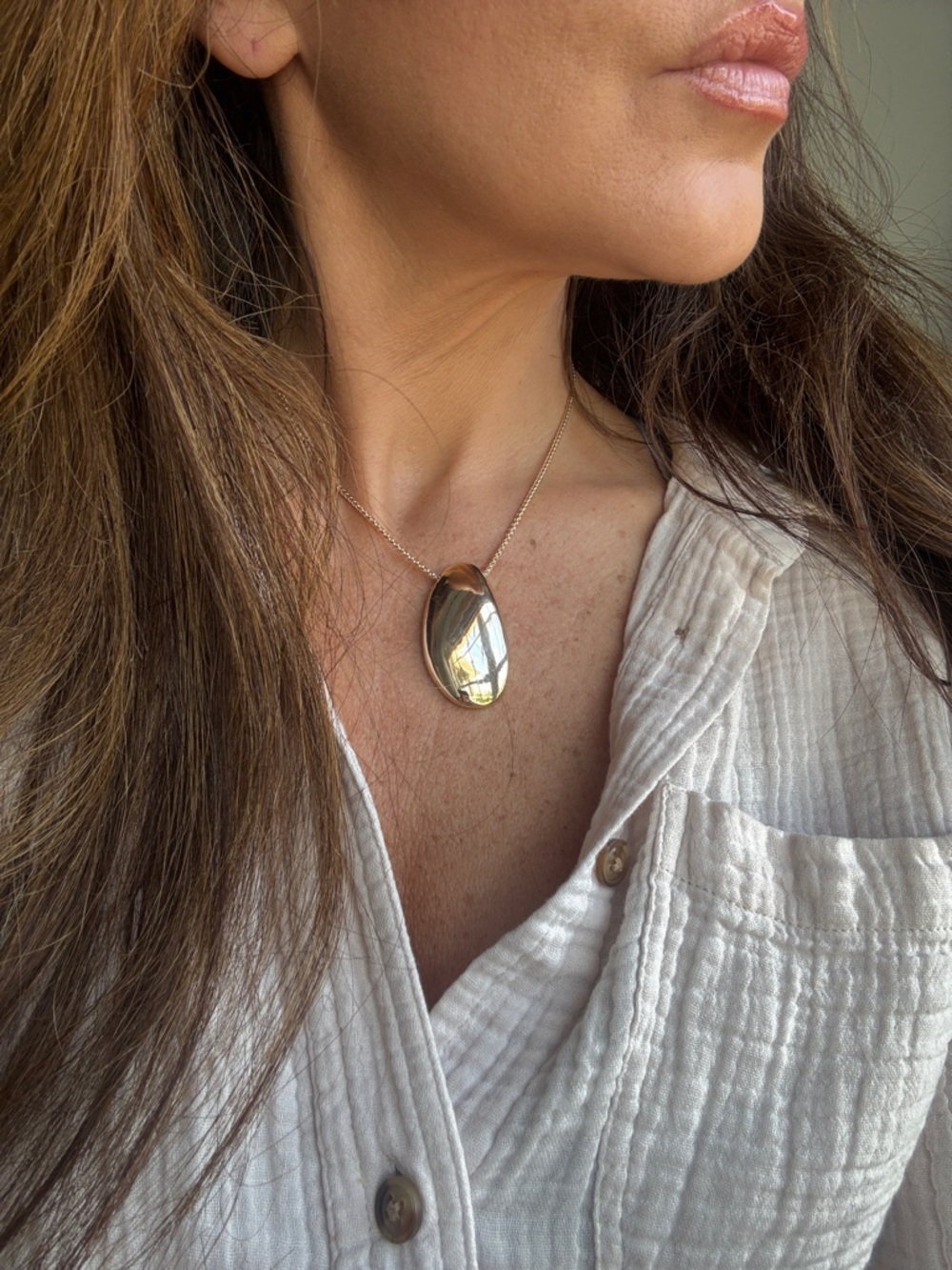 90’s minimalist Gold Teardrop Pendant Necklace - Women Jewelry - Picture 9 of 9